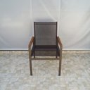 Ver imagem 1 de Cadeira Búzios - Alumínio Marrom com Tela Sling Marrom com Aplicação Em Madeira MÓVEIS E LAZER