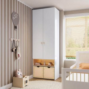 Guarda-roupa Modulado com Led, 2 Portas e 2 Caixas Organizadoras Wave Casatema MadeiraOriginals