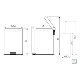 Kit Lixeira Inox Pedal 5 Litros Tramontina e Escova Sanitária - 4