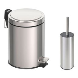 Kit Lixeira Inox Pedal 5 Litros Tramontina e Escova Sanitária - 1
