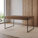 Ver imagem 1 de Mesa de Jantar Filadélfia Retangular Mdf 120cm X 75cm Amêndoa com Base em Ferro Preto