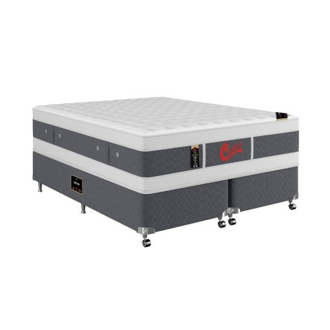Cama Box + Colchão Castor King Plush Light Stress Double Face Pocket 193x203x63cm