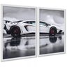 Kit 2 Quadros Decorativos Carro de Luxo Esportivo 33x24cm:moldura Branca - 1