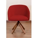 Ver imagem 2 de Poltrona Decorativa Redonda Pé Giratório de Madeira Cor:vermelho