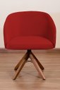 Ver imagem 2 de Poltrona Decorativa Redonda Pé Giratório de Madeira Cor:vermelho