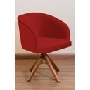 Ver imagem 1 de Poltrona Decorativa Redonda Pé Giratório de Madeira Cor:vermelho