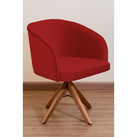 Poltrona Decorativa Redonda Pé Giratório de Madeira Cor:vermelho