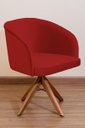Ver imagem 1 de Poltrona Decorativa Redonda Pé Giratório de Madeira Cor:vermelho