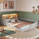 Ver imagem 1 de Cama Casal Montessoriana 146cm com Led e Cantos Arredondados Cor:arenas com Mel