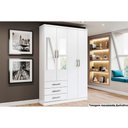 Ver imagem 1 de Guarda Roupa 4 Portas 4 Portas (2 C- Espelho) e 3 Gavetas Caju Da135 Branco - Henn