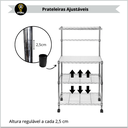 Ver imagem 4 de EAU008 Estante Aço Tipo Bancada Cromado 4 Prateleiras Reguláveis Aramada Multiuso (L600*W350*H1200MM