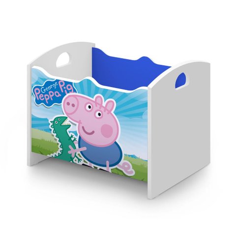 Caixa Baú Organizadora de Brinquedos Infantil Mdf Peppa George Azul