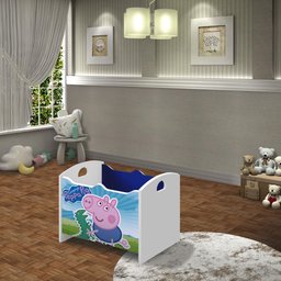 Caixa Baú Organizadora de Brinquedos Infantil Mdf Peppa George Azul - 2