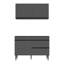Ver imagem 6 de Armário Cozinha Modulada Compacta com Balcão para Pia 120cm Milano Multimóveis MP2474 Grafite
