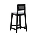 Ver imagem 6 de Banqueta Gabi Madeira Maciça Encosto C- Telinha C- 68cm Altura - Preto Assento Estofado Linho Bege