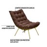 Kit 2 Poltronas Abel Base de Ferro Dourada Suede Chocolate - 3