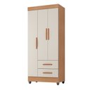 Ver imagem 2 de Guarda Roupa Solteiro 3 Portas 2 Gavetas com Pés Lite Marrom/Nature/Off White