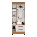 Ver imagem 4 de Guarda Roupa Solteiro 3 Portas 2 Gavetas com Pés Lite Marrom/Nature/Off White