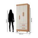 Ver imagem 3 de Guarda Roupa Solteiro 3 Portas 2 Gavetas com Pés Lite Marrom/Nature/Off White