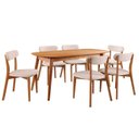 Ver imagem 2 de Conjunto Sala de Jantar Mesa 160x80cm Tampo em MDF Laminado 6 Cadeiras Ceci Yescasa Marrom/Off White