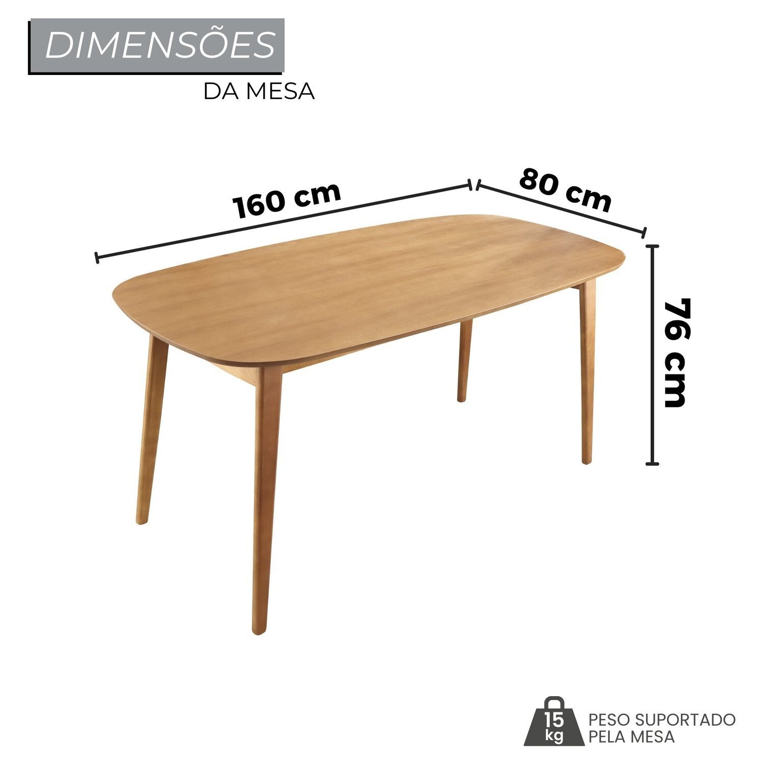 Conjunto Sala de Jantar Mesa 160x80cm Tampo em Mdf Laminado 6 Cadeiras Ceci Yescasa - 3