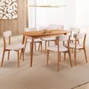 Ver imagem 1 de Conjunto Sala de Jantar Mesa 160x80cm Tampo em MDF Laminado 6 Cadeiras Ceci Yescasa Marrom/Off White