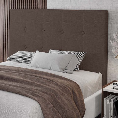 Cabeceira Cama Box Casal Queen Size Luana 160cm Linho Marrom - Abmaza