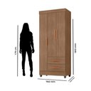 Ver imagem 3 de Guarda Roupa Solteiro 3 Portas 2 Gavetas com Pés Lite Marrom/Carvalho/Oak