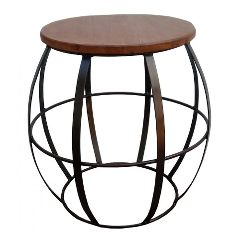 Banco De Ferro E Madeira Seat Garden Barril Artesanal para Jardim - Verniz