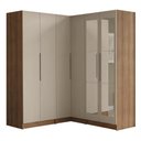 Ver imagem 1 de Guarda-Roupa Modulado de Canto 350 cm 6 Portas com Espelhos 4 Gavetas Rustic/Crema Neo Madesa 02