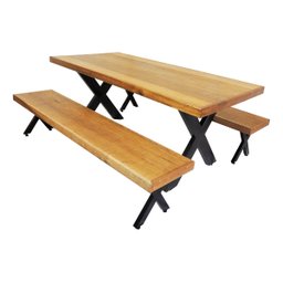 Jogo Mesa e 2 Bancos Industrial Texas 1,50m Ferragem Preta - 1