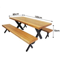 Jogo Mesa e 2 Bancos Industrial Texas 1,50m Ferragem Preta - 4