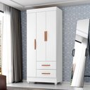 Ver imagem 1 de Guarda Roupa Solteiro 3 Portas 2 Gavetas com Pés Lite Branco/Brilho