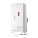 Ver imagem 3 de Guarda Roupa Solteiro 3 Portas 2 Gavetas com Pés Lite Branco/Brilho