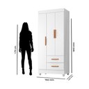 Ver imagem 4 de Guarda Roupa Solteiro 3 Portas 2 Gavetas com Pés Lite Branco/Brilho