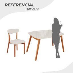 Conjunto Sala de Jantar Mesa 110x80cm Tampo em Mdf Laqueado com Vidro Laqueado 4 Cadeiras Ceci Yesca - 5