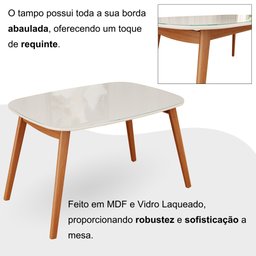 Conjunto Sala de Jantar Mesa 110x80cm Tampo em Mdf Laqueado com Vidro Laqueado 4 Cadeiras Ceci Yesca - 8