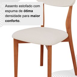 Conjunto Sala de Jantar Mesa 110x80cm Tampo em Mdf Laqueado com Vidro Laqueado 4 Cadeiras Ceci Yesca - 6