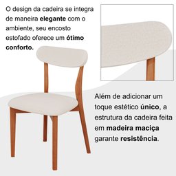 Conjunto Sala de Jantar Mesa 110x80cm Tampo em Mdf Laqueado com Vidro Laqueado 4 Cadeiras Ceci Yesca - 7