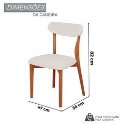 Conjunto Sala de Jantar Mesa 110x80cm Tampo em Mdf Laqueado com Vidro Laqueado 4 Cadeiras Ceci Yesca - 4