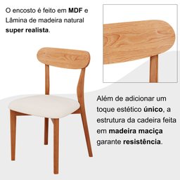 Conjunto Sala de Jantar Mesa 110x80cm Tampo em Mdf Laqueado com Vidro Laqueado 4 Cadeiras Ceci Yesca - 7