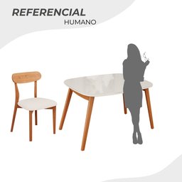 Conjunto Sala de Jantar Mesa 110x80cm Tampo em Mdf Laqueado com Vidro Laqueado 4 Cadeiras Ceci Yesca - 5