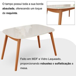 Conjunto Sala de Jantar Mesa 110x80cm Tampo em Mdf Laqueado com Vidro Laqueado 4 Cadeiras Ceci Yesca - 8
