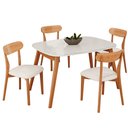 Ver imagem 2 de Conjunto Sala de Jantar Mesa 110x80cm Tampo em MDF Laqueado com Vidro Laqueado 4 Cadeiras Ceci Yesca