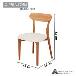 Conjunto Sala de Jantar Mesa 110x80cm Tampo em MDF Laminado 4 Cadeiras Ceci Yescasa Marrom/Off White - 4 Conjunto Sala de Jantar Mesa 110x80cm Tampo em MDF Laminado 4 Cadeiras Ceci Yescasa Marrom/Off White - 4