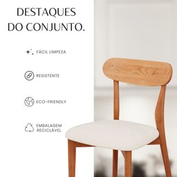 Conjunto Sala de Jantar Mesa 110x80cm Tampo em MDF Laminado 4 Cadeiras Ceci Yescasa Marrom/Off White - 10 Conjunto Sala de Jantar Mesa 110x80cm Tampo em MDF Laminado 4 Cadeiras Ceci Yescasa Marrom/Off White - 10