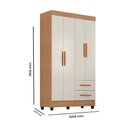 Ver imagem 3 de Guarda Roupa Casal 4 Portas 2 Gavetas com Pés Lite Marrom/Nature/Off White