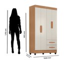 Ver imagem 4 de Guarda Roupa Casal 4 Portas 2 Gavetas com Pés Lite Marrom/Nature/Off White