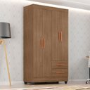 Ver imagem 1 de Guarda Roupa Casal 4 Portas 2 Gavetas com Pés Lite Marrom/Carvalho/Oak