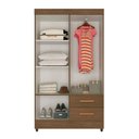 Ver imagem 4 de Guarda Roupa Casal 4 Portas 2 Gavetas com Pés Lite Marrom/Carvalho/Oak